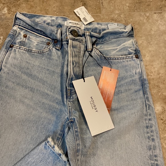 MOUSSY Vintage Style Jeans Naval Tapered Light Blue Mid-Rise Button Fly NWT - Picture 5 of 9